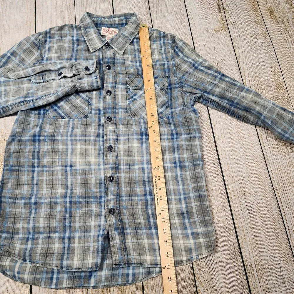 True‎ Religion Men's Plaid Button Front Long Sleeve Shirt Mens Size S